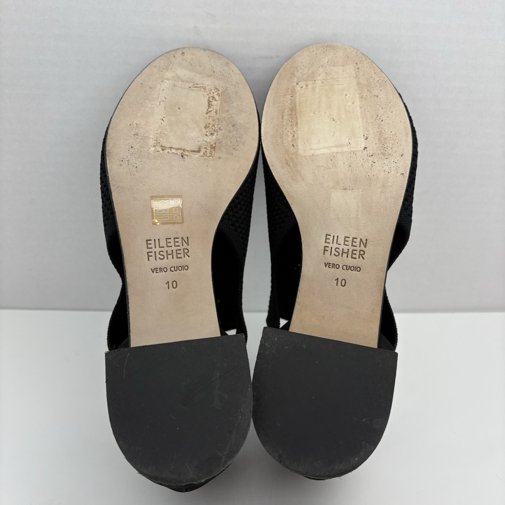 Eileen Fisher Women's Size 10 Black Ferris Knit Peep Toe Block Heel‎ Sandals - Picture 7 of 10